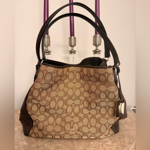 Coach Handbags - COACH Edie Brown Jacquard Bag.  EUC!